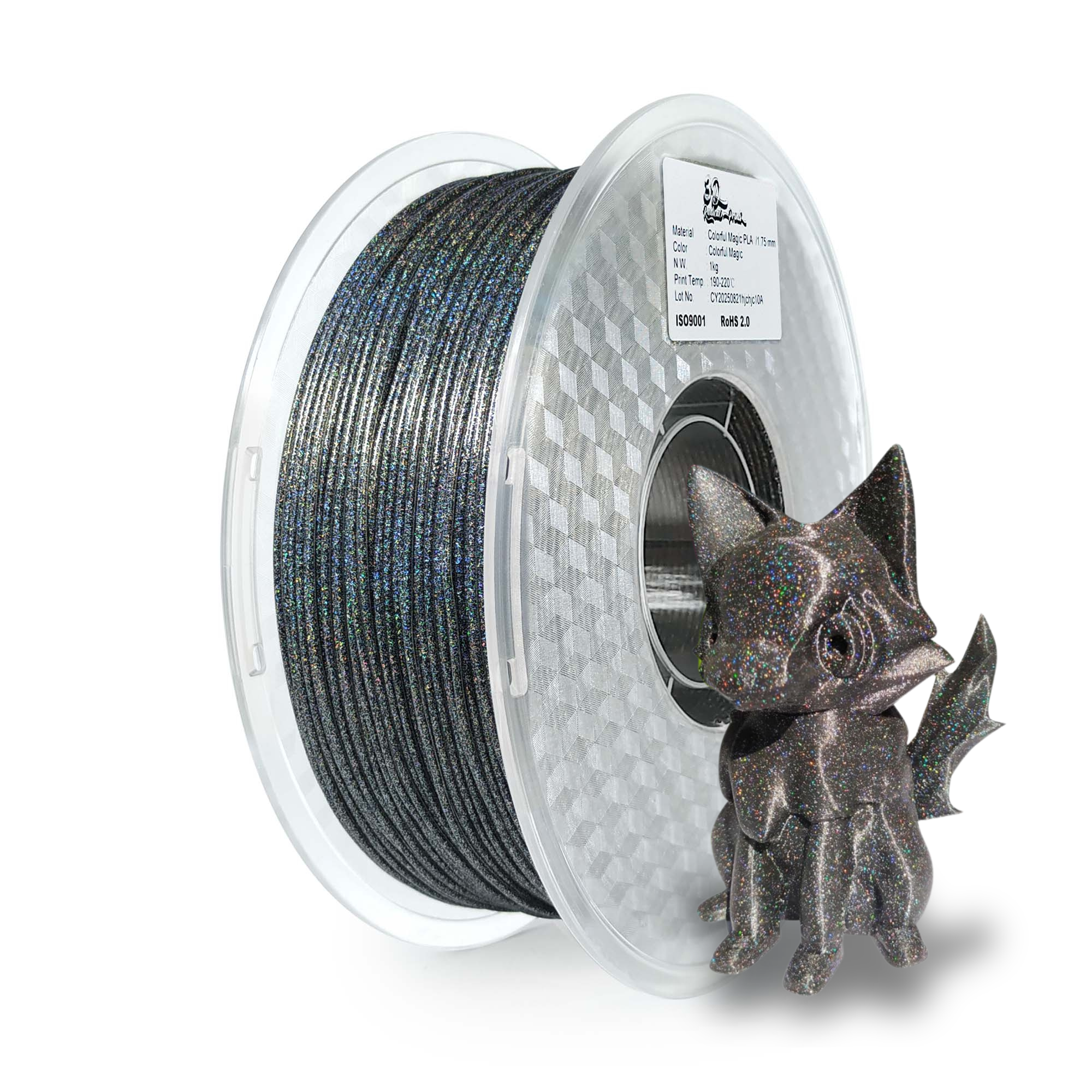 Colourful Magic PLA 1KG filament spool with laser glitter for 3D printing