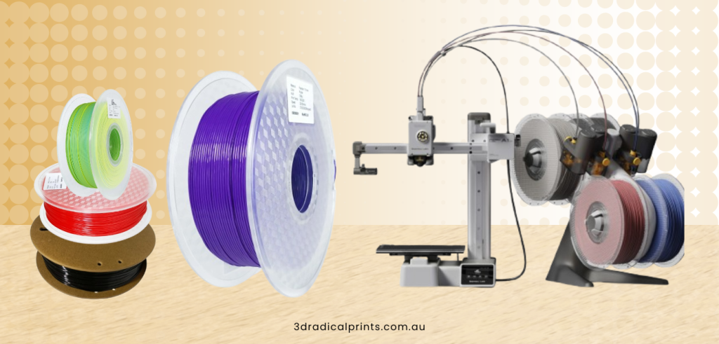 Bambu 3D printer printing high-quality model with multi-colour filament setup