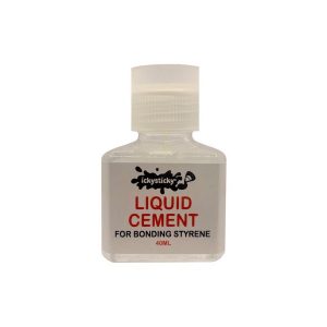IckySticky Liquid Cement 40ml gap-filling solvent cement with brush applicator for plastic models