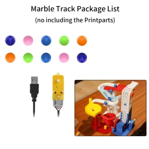 Hardware package for a 3D printed marble track marble run model